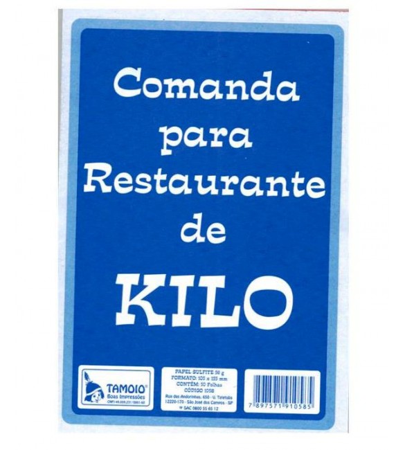 Bloco Comanda para Restaurante de Kilo 50 fls Tamoio -Pacote com 10 blocos